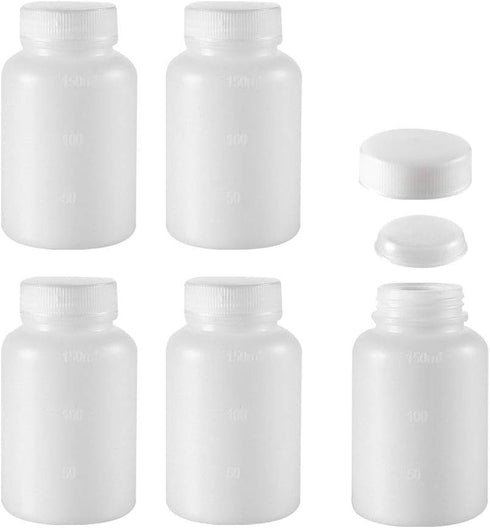 uxcell Plastic Lab Chemical Reagent Bottle 150ml/5oz Wide Mouth Sample Sealing Liquid Storage Container 5pcs...