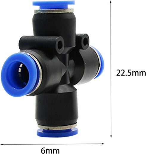 Pneumatic Air Pipe Joints, 10 Pcs Pneumatic Fittings Quick Coupling PU Trachea Coupling Cross Four-Way Coupling, Plastic Push Pipe Fitting Assortm...