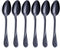Black Dessert Spoon Set, Seeshine 6.5-inch Stainless Steel Shiny Black Teaspoon, Espresso Coffee Spoon, Set of 6...