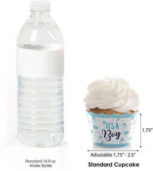 Big Dot of Happiness It's a Boy - Blue Baby Shower Decorations - Cupcake Wrappers - Set of 12...