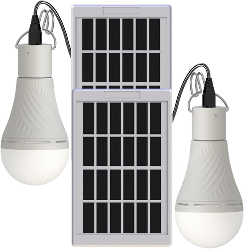 Solar Light Bulbs Dusk to Dawn Solar Lights Indoor, Portable Solar Chicken Coop Lights Hanging Solar LED Camping Lights, 2-Pack...