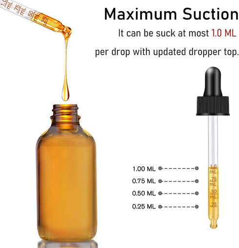 Glass Dropper Bottles, 2 oz Amber and Blue Dropper Bottle for Essential Oils Bottles with Funnel, Labels & Pipette, 2 pack Eye Tincture Bottle wit...
