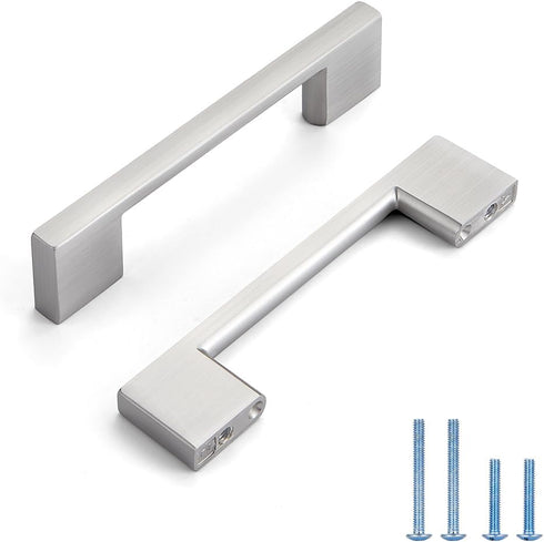 10 Pack Brushed Nickel Cabinet Pulls 5 inch Square Silver Handles Drawer Kitchen Cupboard Dresser Cabinet Hardware...