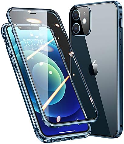 HENGHUI Lockable iPhone 15 Pro Max Magnetic Case Glass Case with Camera Lens Protector Screen Protector Safety Lock 360 Full Body Double Sided Gla...