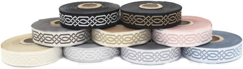 10.9 Yards Spool 0.79 inches Wide Gold Black Celtic Claddagh Celtic Ribbon Embroidered Woven Ribbon Jacquard Ribbon 20272...