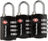 3 Pack TSA Luggage Locks with 4 Digit Combination – Heavy Duty Set Your Own Padlocks for Travel, Baggage, Suitcases & Backpacks - Black...