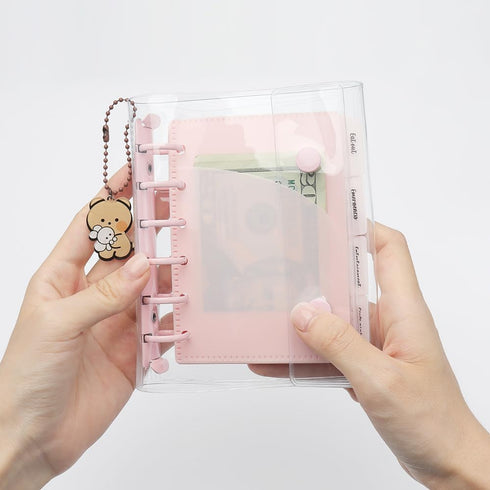 NatSumeBasics Pink A7 Binder 4 Divider Pockets Binder Inserts Set Clear Snap Binder with A7 Cash Envelops, 6 Rings Budget Binder Pockets Kit for P...