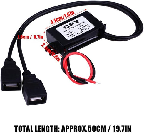 Keenso Waterproof DC Converter 3A DC 12V to DC 5V Dual USB Adapter Converter Module Dual Power Adapter DC to DC Buck Converter Step Down Power Sup...