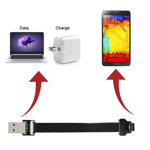 xiwai 2.0M Up Down Angled USB 2.0 Type-A Male to USB-C Type-C Male Data Flat Slim FPC Cable for FPV & Disk & Phone...