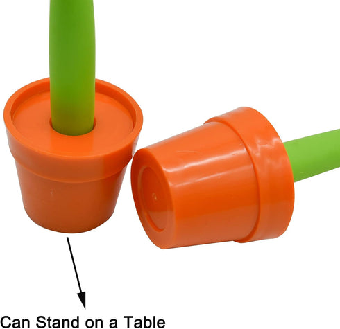 Maydahui 8PCS Flower Ballpoint Pens with Plant Pot Stand on Desk Set Cute Creative Design Colorful for Student Party Valentine's Day(Black and Blu...