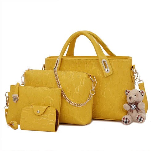4pcs Set Handbags for Women Shoulder Bag Purse Card Holder Shopper Tote Satchels...