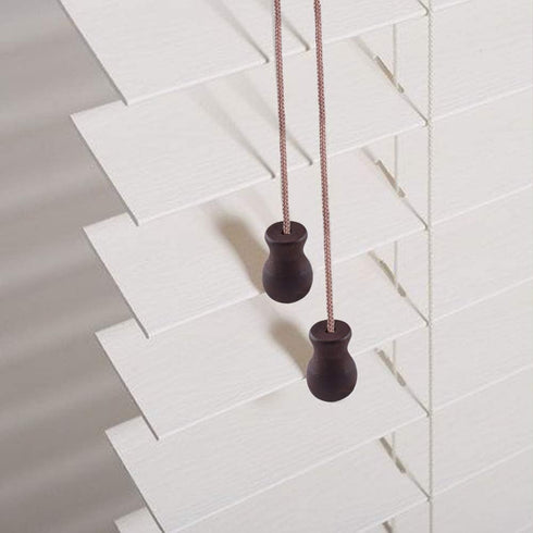 WXJ13 One Roll 50 Yards Brown Braided Nylon Lift Shade Cord with 5 Pack Brown Wood Cord Knobs, 1.8 mm (Brown)...