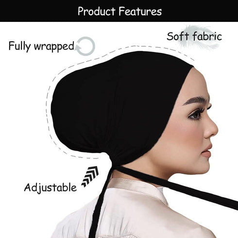 Women Under Scarf Hat Hijab Cap Islamic Muslim Under Scarf Hijab Cap with Tie-Back Closure...