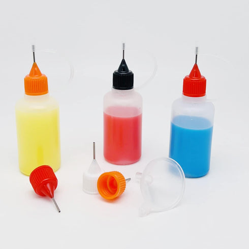 12 Pcs Precision Tip Applicator Bottles, 1 Ounce Translucent Glue Bottles, with 2 Mini Funnel, Multicolor Lids...