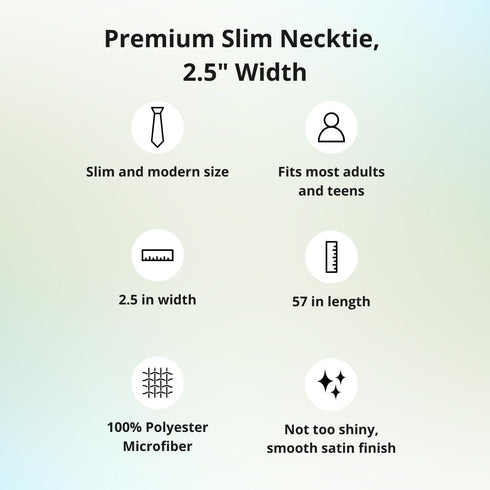 tiemart Premium Slim Necktie, 2.5" Width...