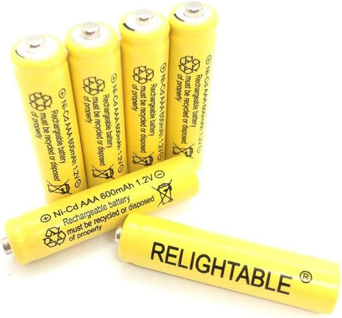 AAA Size NiCd AAA 600mAh 1.2V Rechargeable Batteries for Solar Lamp Solar Light (6-PCS AAA 600mAh Yellow)...