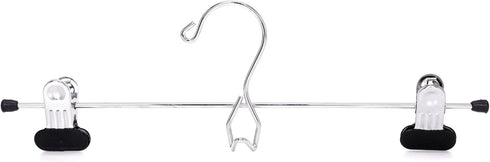 6 Quality Pants Hangers Heavy Duty Add-on Skirt/Slack Metal Hanger, Extra Wide Adjustable Clips, Multi Stackable Add on Hangers, Chrome, Jeans, Bo...