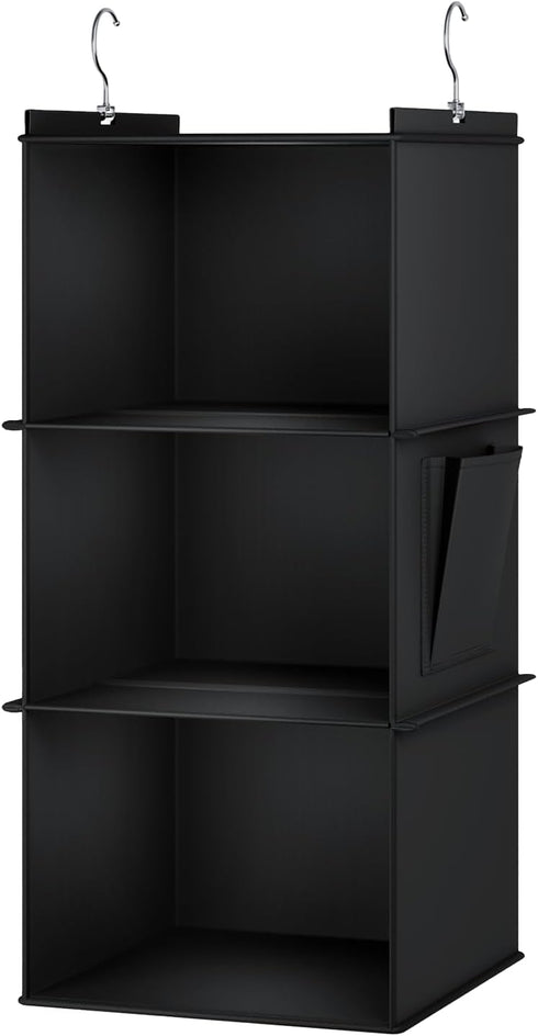 Hanging Closet Organizer, 3-Shelf Closet Hanging Storage Shelves, Black...