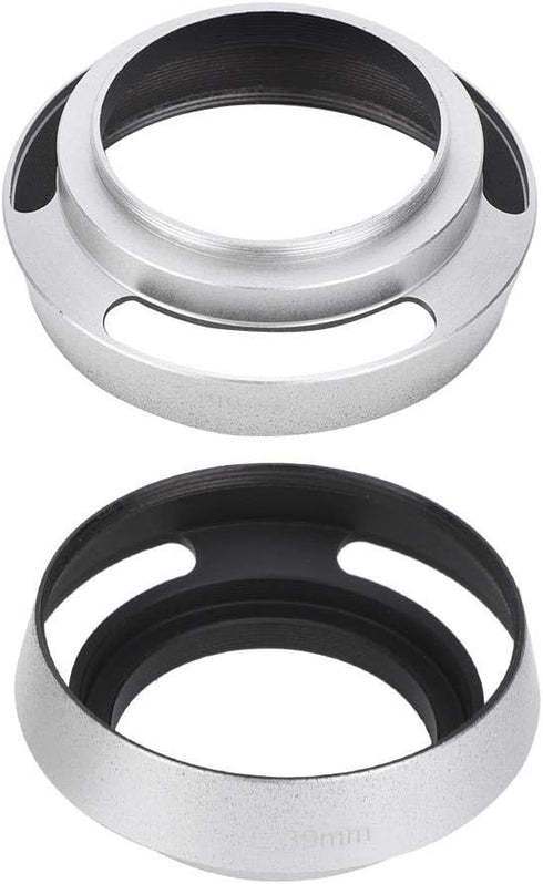 Camera Lens Hood, 2Pcs Aluminium Alloy Hollow Out 39 mm Lens Hood for Leica Camera, Silver...
