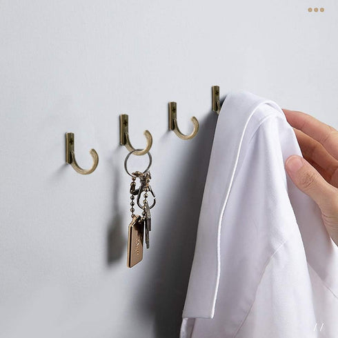 58 Pieces Wall Mounted Hook, Steel Small Coat Hooks, Bronze Single Hanger for Jewelry, Key, Hat, Kitchen Towel Little Hook with Black Screws for F...