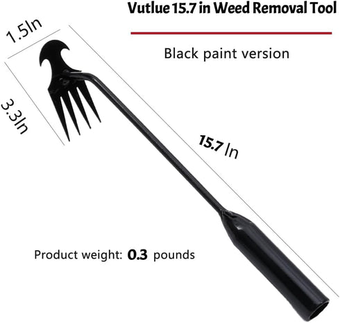 Garden Weed Pulling Tool, Handle Manganese Steel Forged 4 Teeth Dual Purpose Weed Puller, Lightweight Portable Garden Weeder Tool Uprooting Weedin...