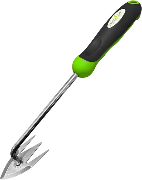 Garden Guru Root Weeder Tool with Ergonomic Handle - Stainless Steel Weed Puller for Planting, Weeding, Flower and Vegetable Care in Lawn Garden Y...