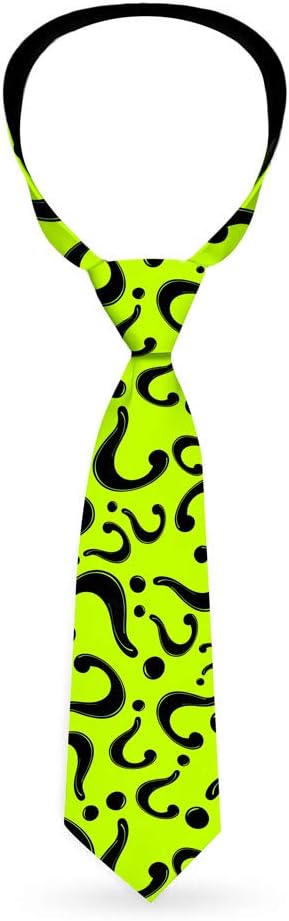 Buckle-Down Necktie Standard - Riddler ? Scattered Lime Green Black...