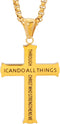 Cross Pendant for Car Rear View Mirror Decor Hanging Ornament Stainless Steel Lord's Prayer Cross Necklace Men Boys Christian Gift, Gold...