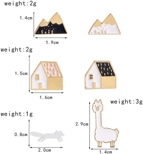 MJartoria Cute Enamel Brooch Pins-12PCS Car Flamingo Alpaca Pineapple Novelty Cartoon Cute Enamel Brooch Pins Set for Backpack Badges Clothing Bag...