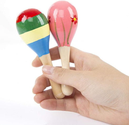 Sansheng 12 PCS Mini Fiesta Wooden Maracas Toys, Wooden Maracas Festival Painting, Wooden Carnival Maracas (Random Colors)...