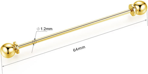 HONEY BEAR Mens Shirt Collar Bar Pin Clips Clasp Set Business Gift 65mm (4pcs without box)...