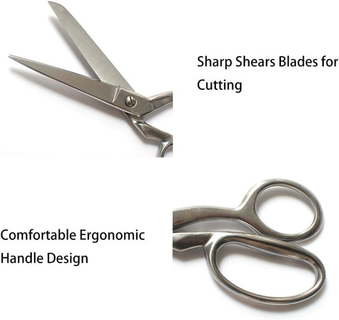 8.5 Inch Tailor Fabric Scissors Heavy Duty Dressmaker Sewing Scissors Stainless Steel Sharp Multi-purpose Shears for Cutting Cloth Fabric Denim, O...