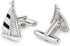 Mr.Van Navy Blue Sail Boat Cufflinks Classic Fashion Modern Stripe Cufflinks Blue and Silver...