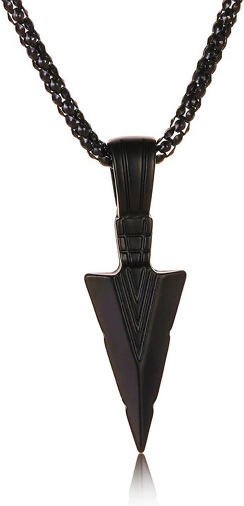 Arrowhead Pendant Necklace, Stainless Steel Spearpoint Necklace for Men Biker Streetwear Costume Jewelry...