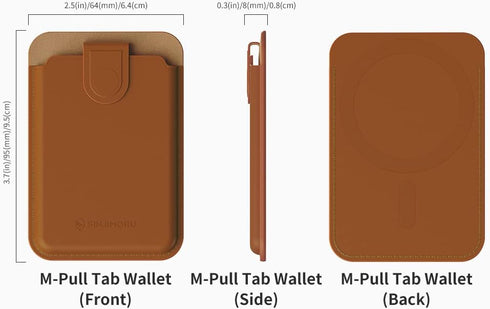 Sinjimoru Pull & Eject Magnetic Wallet for iPhone, Vegan Leather Magnetic Card Holder, Compatible with MagSafe Wallet, M-Pull Tab Wallet Brown...
