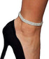 Women Rhinestone Stretch Ankle Bracelet Silver Sparking Tennis Bracelet Crystal Anklet Foot Chain Jewelry (3 Row - 2pcs)...
