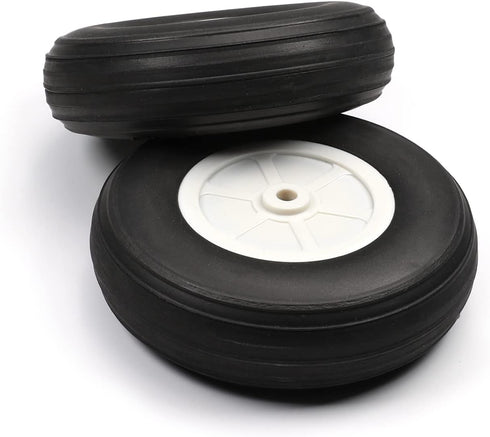 Fielect 3.5 inch RC Model Airplane Super Light Sponge Tire Tail Wheel Tire and Wheel Sets for RC Car Airplane PU Sponge Tire with Plastic Hub 2 Pc...