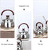 LIFKOME Traditional Stainless Steel Heavy Duty Tea Kettle With Sandwich Bottom and Specialty Cool Touch Handling Mirror Finish Stainless Steel Whi...