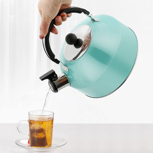 3L Stainless Steel Whistling Camping Kettle,Lightweight Teapot, Cooker Stove Gas Electric Induction Hob Kitchen Essential, Camping Trips Hiking Co...
