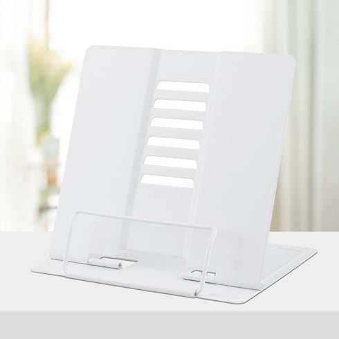 Book Stand Metal Desk Book Holder, Book Holders for Reading Hands Free, Adjustable Cookbook Documents Holder, Portable Bookstand for Music Books, ...