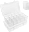 2 Pack 15 Grids Clear Plastic Organizer Box with Adjustable Dividers, Craft Storage Containers for Jewelry, Beads, Screws, Tackle Box, Washi Tapes...
