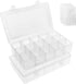 2 Pack 15 Grids Clear Plastic Organizer Box with Adjustable Dividers, Craft Storage Containers for Jewelry, Beads, Screws, Tackle Box, Washi Tapes...