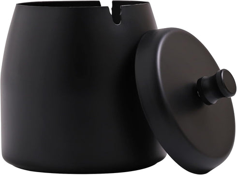 Ashtray with Lid for Cigarette, Stainless Steel Smokeless Odorless Windproof Ashtrays for Home Office Tabletop Outside Patio Outdoor Balcony(3.54"...