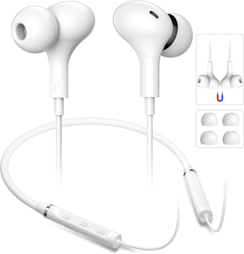 Bluetooth Neckband Headphones for Samsung S24 S23 FE in-Ear Magnetic Earbuds Noise Canceling Bass Stereo Sound Mic Wireless Headset for iPhone 15 ...