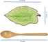 Green Spoon Rest Spoon Holder for Stove Top Kitchen Counter with Wooden Spoon, Farmhouse Decor Leaf Shape Spatula Holder Ceramic, 5.1 W x 7.5 L...