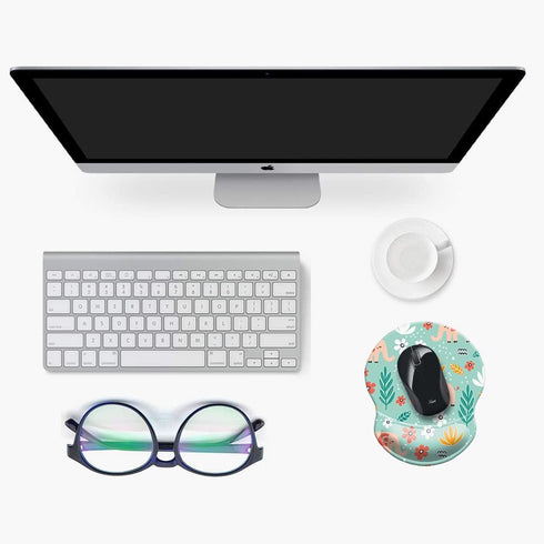 Ergonomic Design Mouse Pad with Wrist Rest Support, Cute Wrist Mouse Pad, Non-Slip PU Base Mouse Mat, Pain Relief Mousepad for Gaming & Working (W...