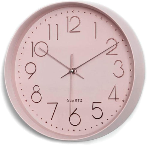 Maxspace Pink Wall Clock Silent Non-Ticking, 12in Analog Wall Clock in Battery Operated?Cute Decorative Clock for School Office Classroom Bedroom ...