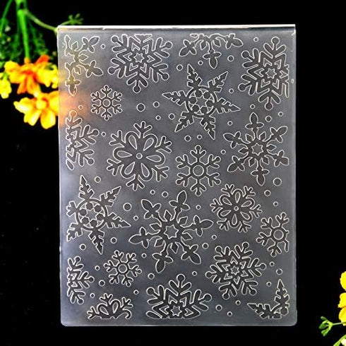 Kwan Crafts 4 pcs Different Style Christmas Snowflake Leaves Circle Plastic Embossing Folders for Card Making Scrapbooking and Other Paper Crafts...