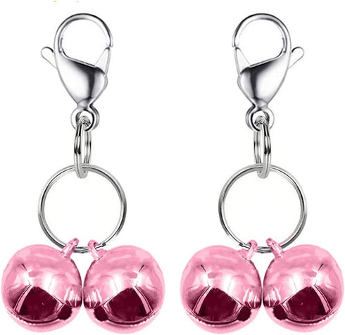 4 Sets Cat Bell for Dog Collar Charm Training Pet Pendant Accessories with 2 Pack Stainless Steel Dog Tag Clips(2 X-Small Pink)...