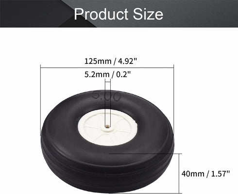 Fielect 5 inch RC Model Airplane Super Light Sponge Tire Tail Wheel Tire and Wheel Sets for RC Car Airplane PU Sponge Tire with Plastic Hub 2 Pcs...